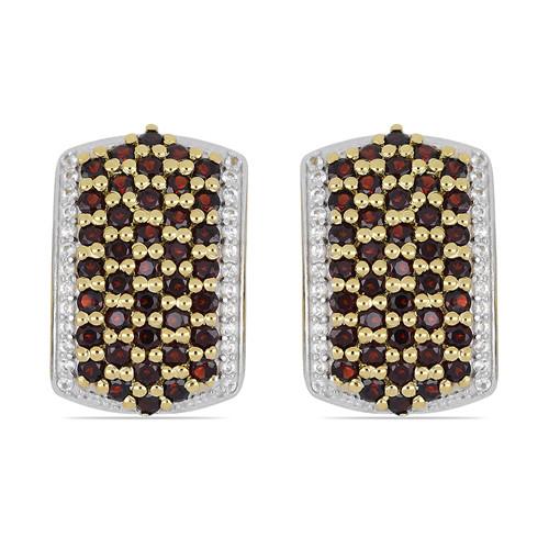 BUY 925 SILVER  REAL GARNET GEMSTONE CLUSTER EARRINGS